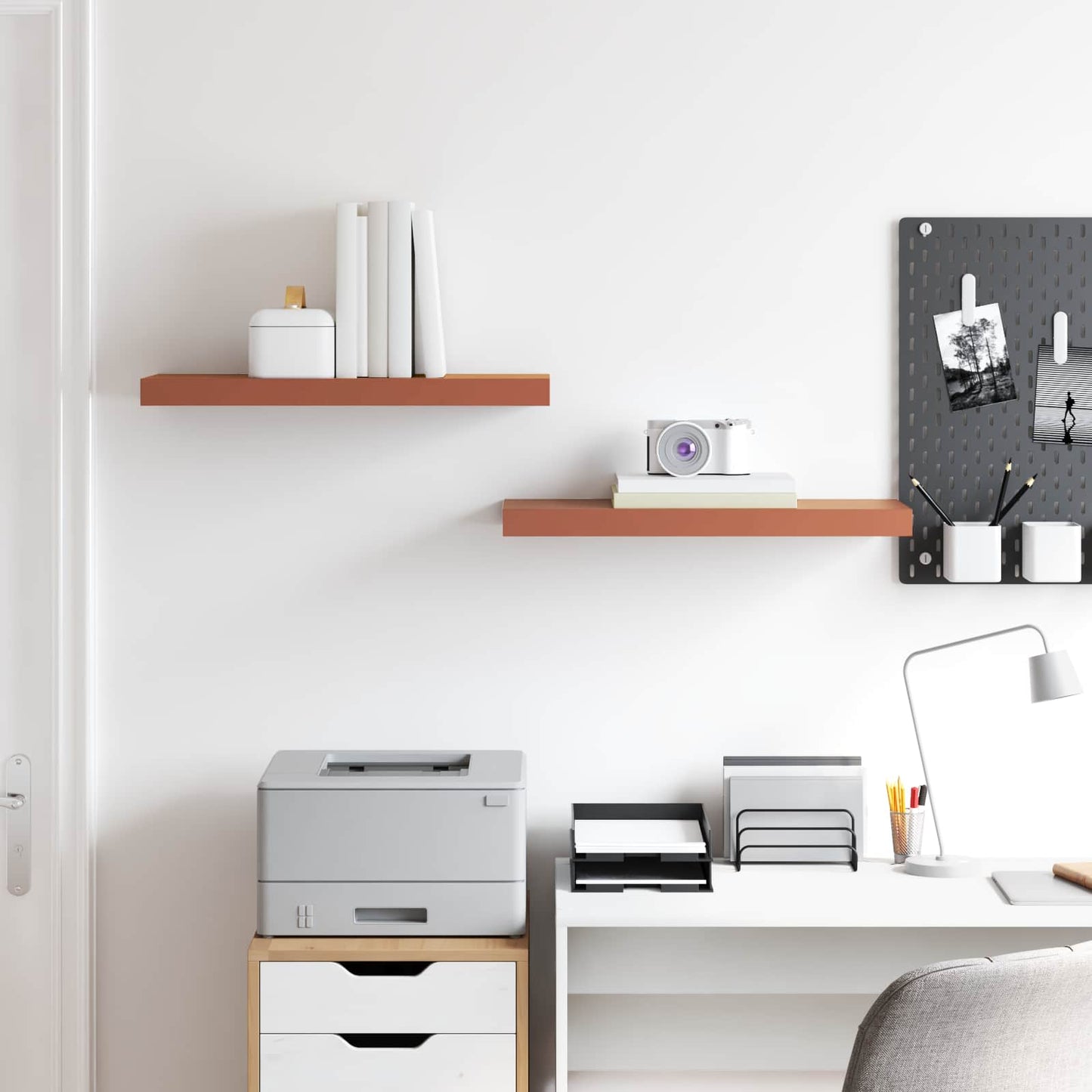 Scaffale da parete 2 pcs Rosso 50 x 23 x 4 cm Legno multistrato