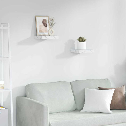 Scaffale da parete 2 pcs Marmo Bianco 23 x 23,5 x 4 cm | homemem39