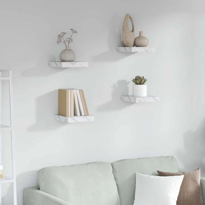 Scaffale da parete 4 pcs Marmo Bianco 23 x 23,5 x 4 cm