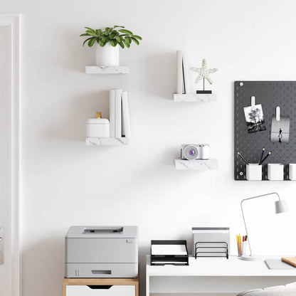 Scaffale da parete 4 pcs Marmo Bianco 23 x 23,5 x 4 cm