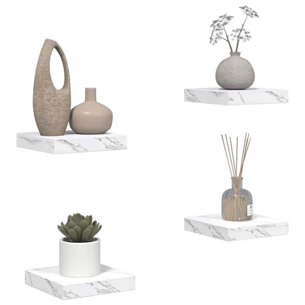 Scaffale da parete 4 pcs Marmo Bianco 23 x 23,5 x 4 cm