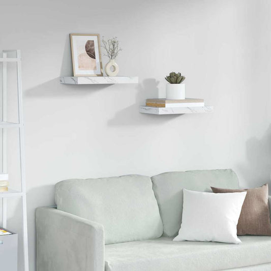 Scaffale da parete 2 pcs Marmo Bianco 40 x 23,5 x 4 cm | homemem39
