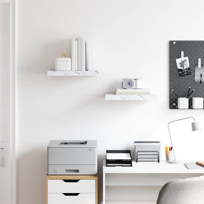 Scaffale da parete 2 pcs Marmo Bianco 40 x 23,5 x 4 cm