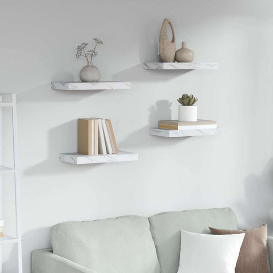 Scaffale da parete 4 pcs Marmo Bianco 40 x 23,5 x 4 cm | homemem39