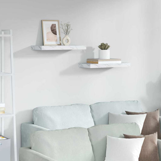 Scaffale da parete 2 pcs Marmo Bianco 50 x 23,5 x 4 cm | homemem39