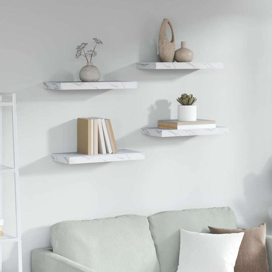 Scaffale da parete 4 pcs Marmo Bianco 50 x 23,5 x 4 cm | homemem39