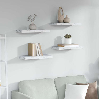 Scaffale da parete 4 pz Marmo Bianco 50 x 23,5 x 3,8 cm