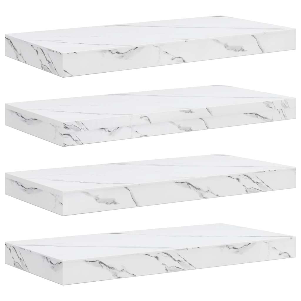 Scaffale da parete 4 pz Marmo Bianco 50 x 23,5 x 3,8 cm