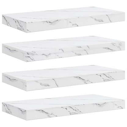 Scaffale da parete 4 pz Marmo Bianco 50 x 23,5 x 3,8 cm
