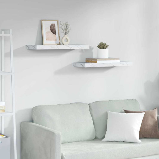 Scaffale da parete 2 pcs Marmo Bianco 60 x 23,5 x 4 cm | homemem39