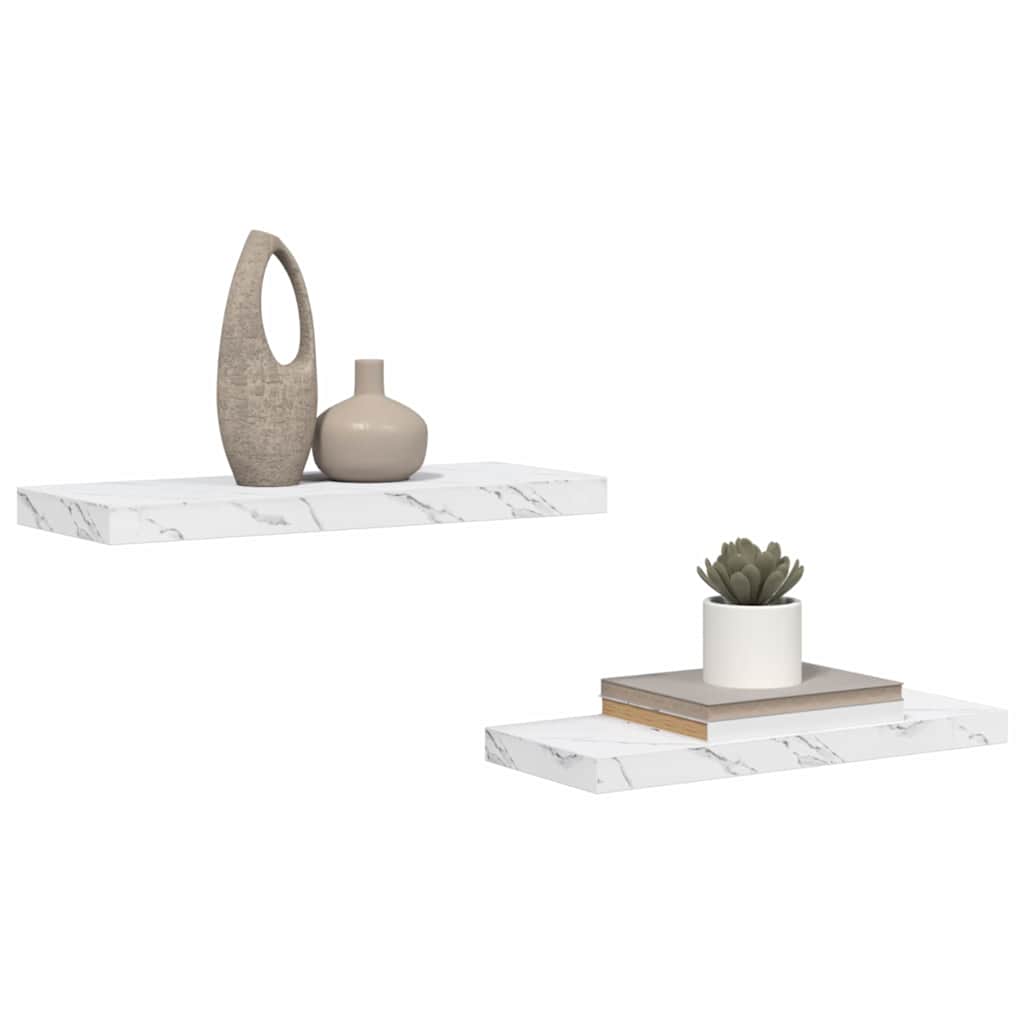 Scaffale da parete 2 pz Marmo Bianco