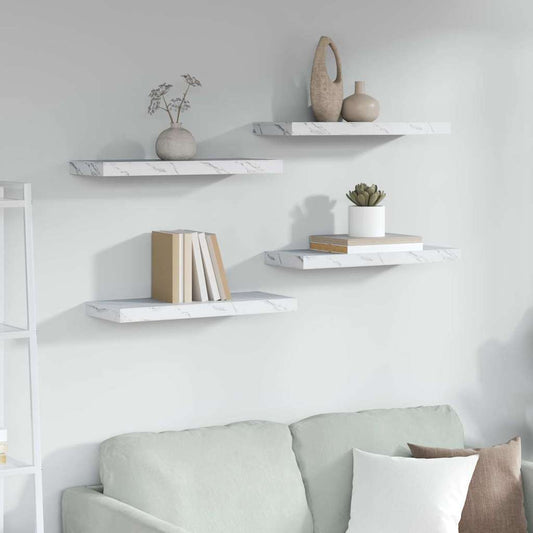 Scaffale da parete 4 pcs Marmo Bianco 60 x 23 x 4 cm | homemem39