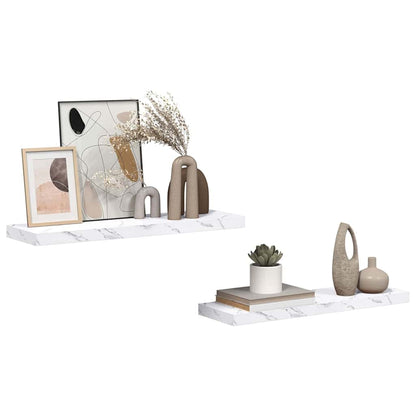 Scaffale da parete 2 pcs Marmo Bianco 80 x 23,5 x 4 cm