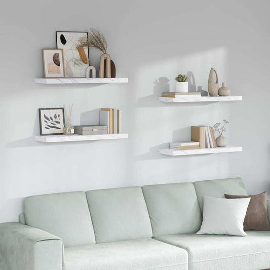 Scaffale da parete 4 pcs Marmo Bianco 90 x 23,5 x 4 cm | homemem39