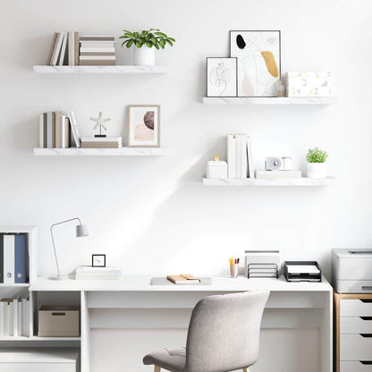 Scaffale da parete 4 pcs Marmo Bianco 90 x 23,5 x 4 cm