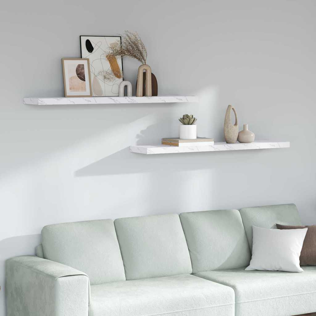 Scaffale da parete 2 pcs Marmo Bianco 120 x 23,5 x 4 cm