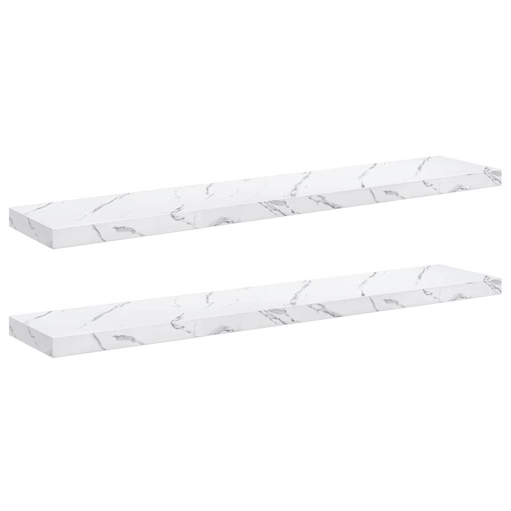 Scaffale da parete 2 pcs Marmo Bianco 120 x 23,5 x 4 cm