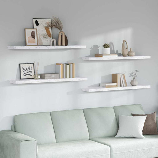 Scaffale da parete 4 pcs Marmo Bianco 120 x 23,5 x 4 cm | homemem39