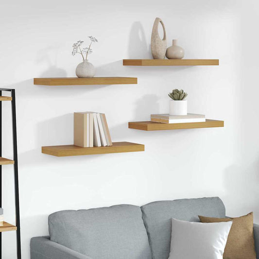 Scaffale da parete 4 pz Beige 60 x 23,5 x 3,8 cm