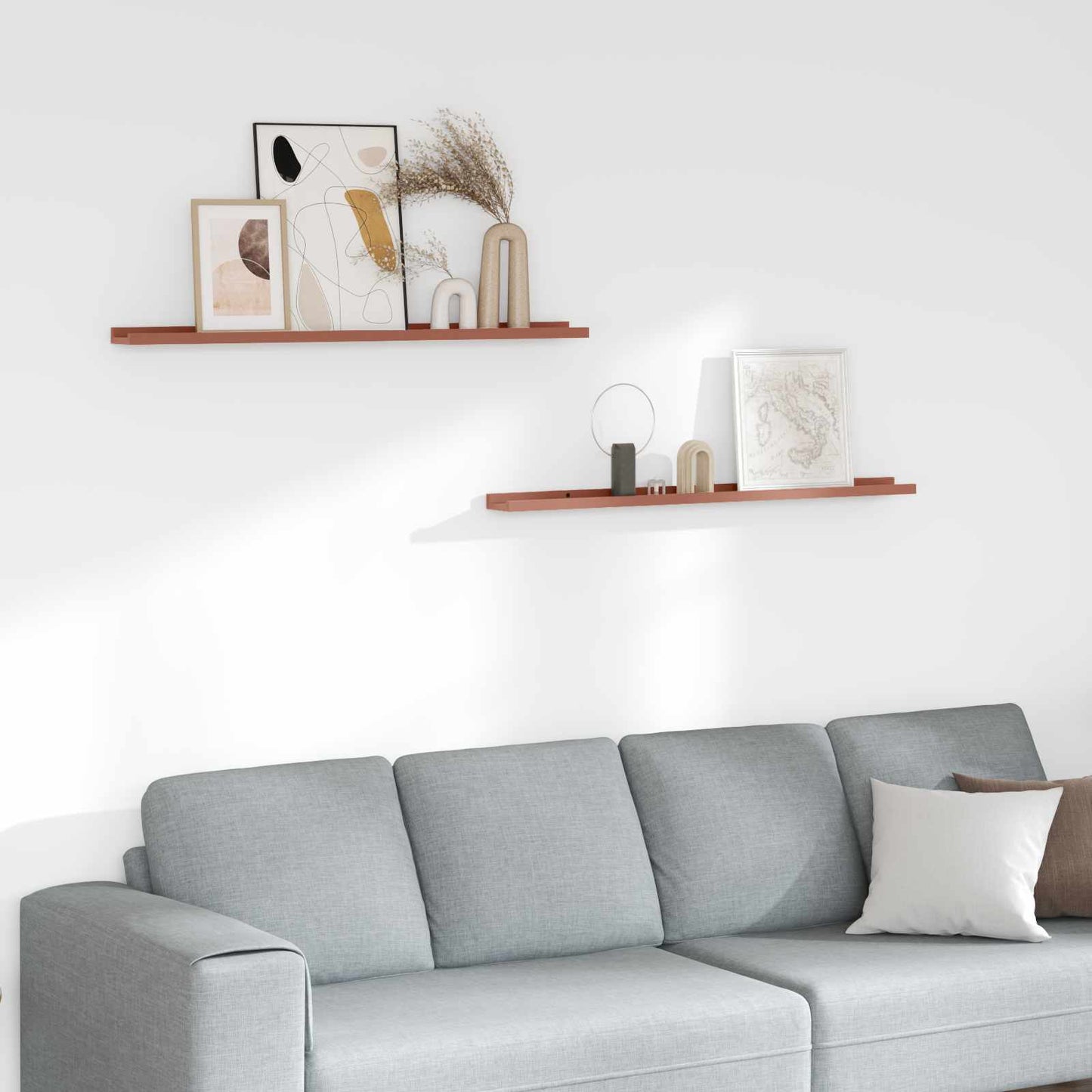 Scaffale da parete 2 pcs Rosso 100 x 9 x 3 cm Legno multistrato