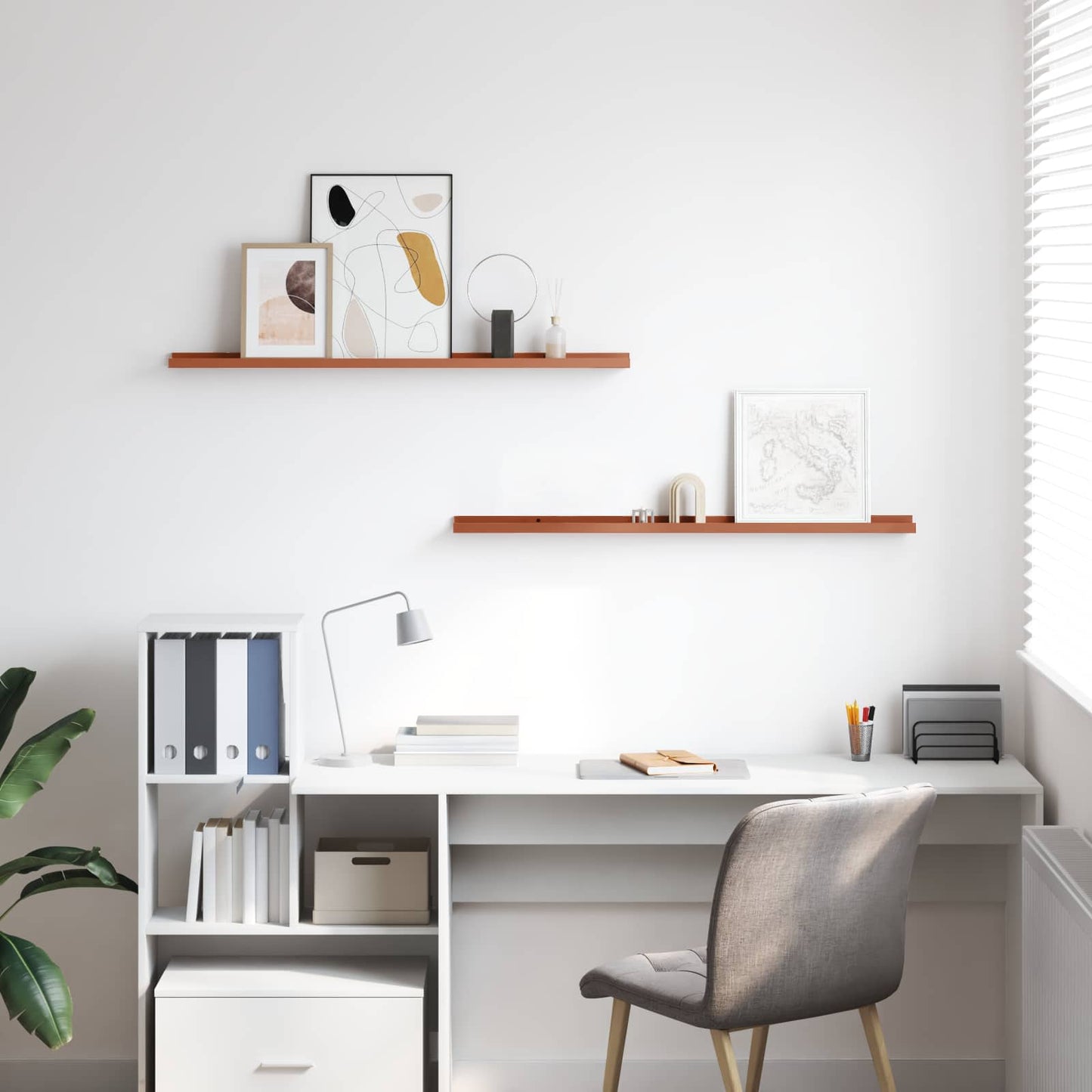 Scaffale da parete 2 pcs Rosso 100 x 9 x 3 cm Legno multistrato