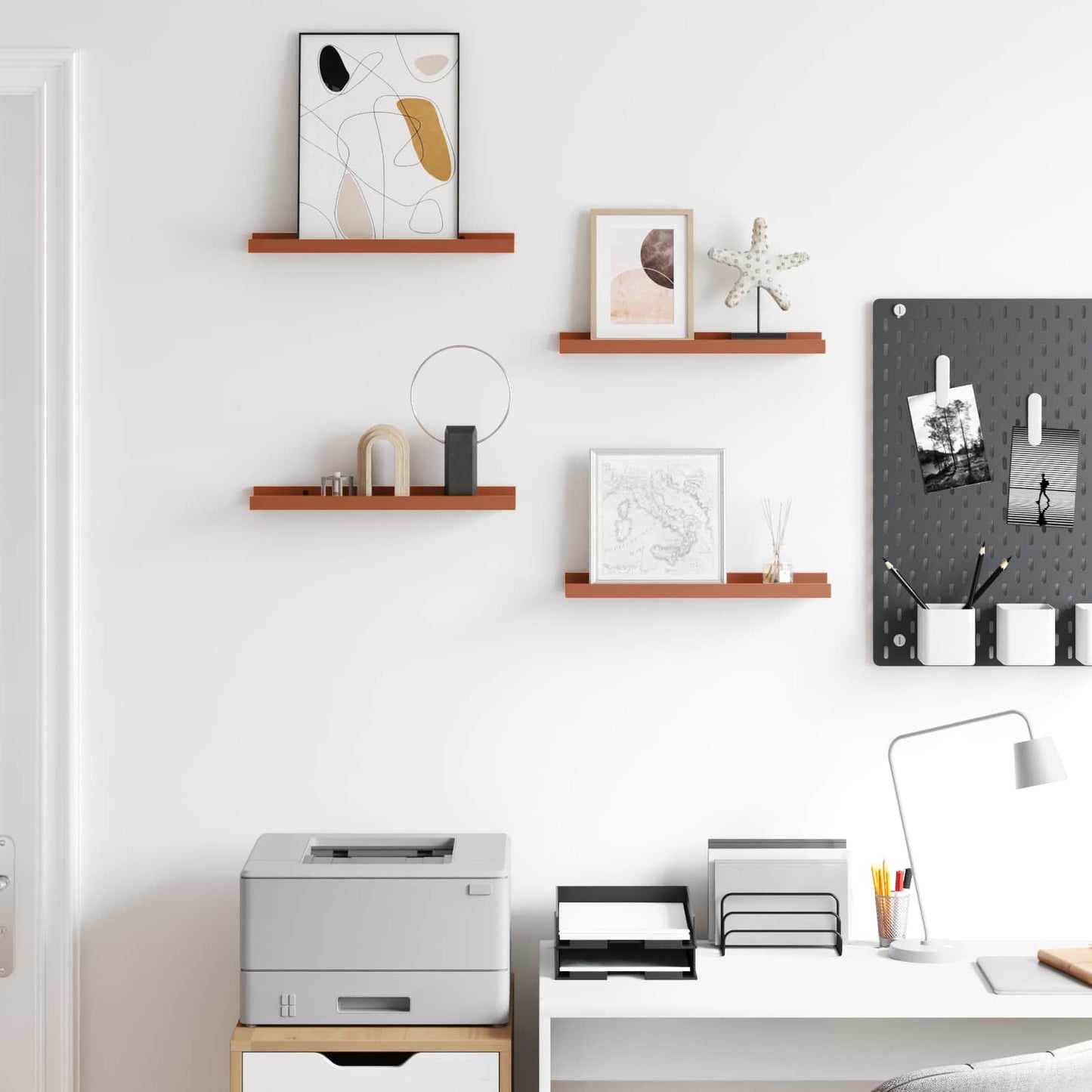 Scaffale da parete 4 pcs Rosso 40 x 9 x 3 cm Legno multistrato