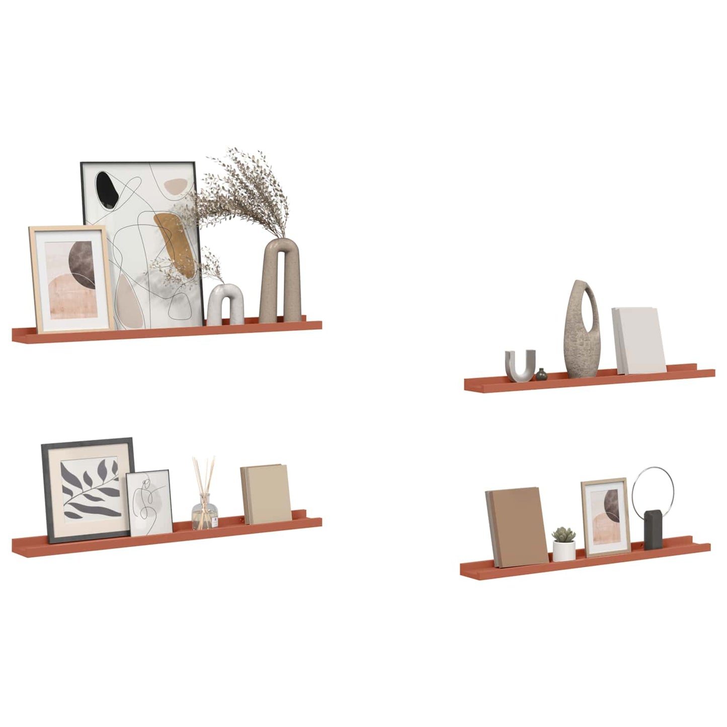 Scaffale da parete 4 pcs Rosso 80 x 9 x 3 cm Legno multistrato