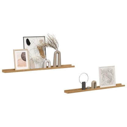 Scaffale da parete con lo scaffale 2 pcs Marrone 100 x 9 x 3 cm