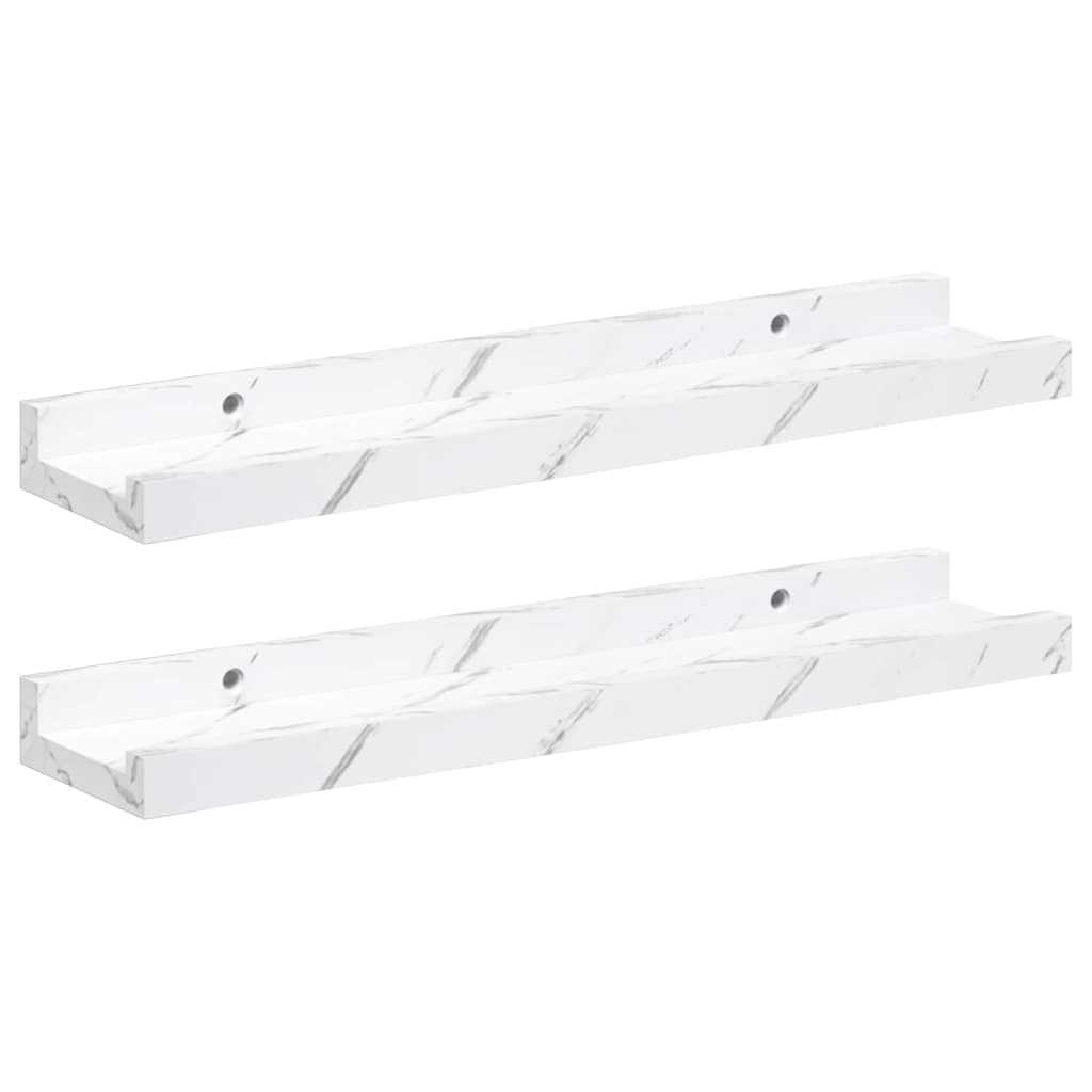 Scaffale da parete 2 pcs Marmo Bianco 40 x 9 x 3 cm