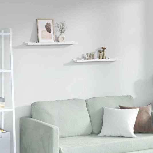 Scaffale da parete A parete 2 pcs Marmo Bianco 60 x 9 x 3 cm | homemem39