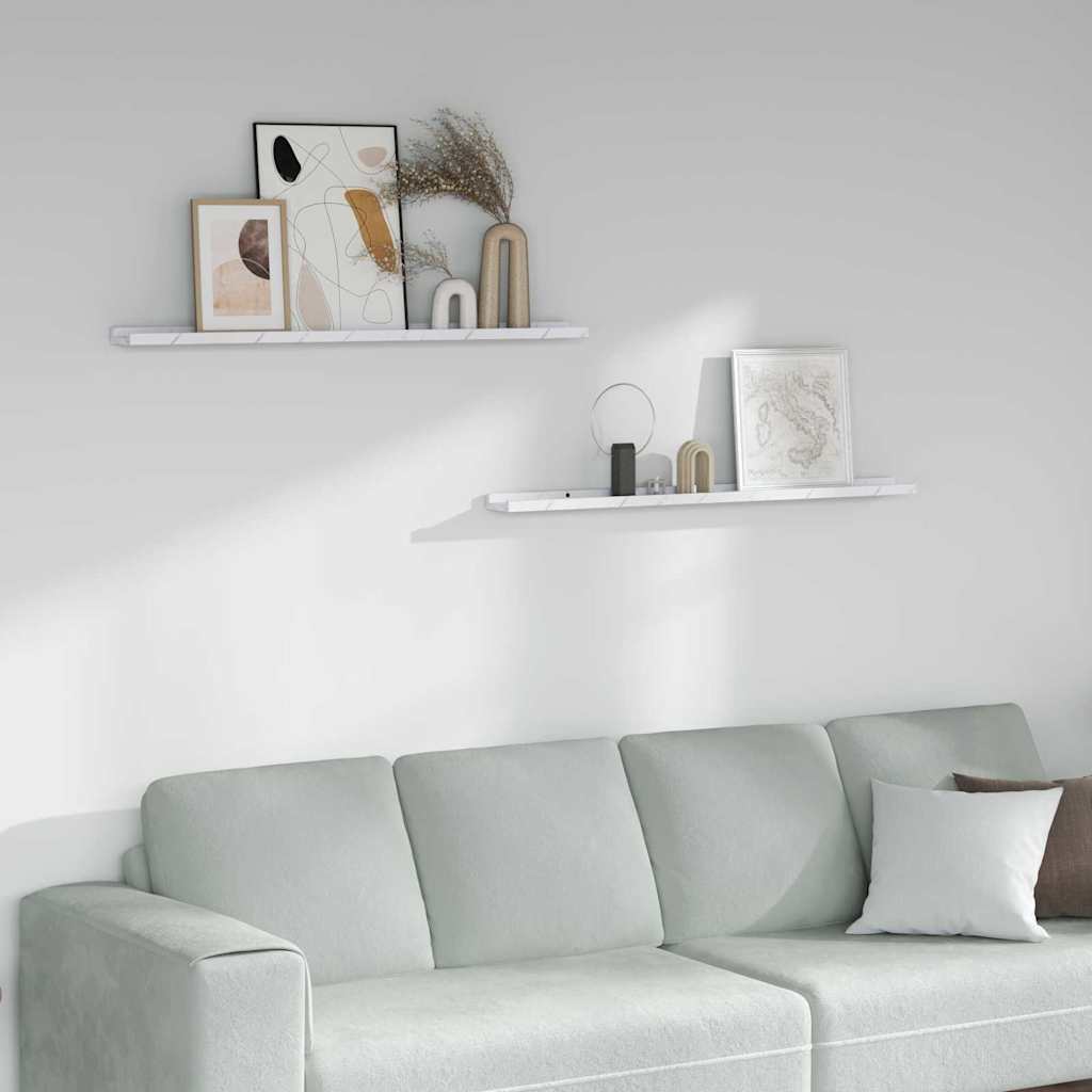 Scaffale da parete 2 pcs Marmo Bianco 100 x 9 x 3 cm