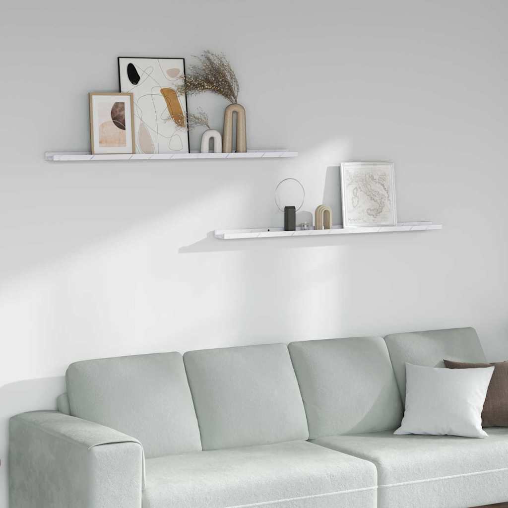 Scaffale da parete 2 pcs Marmo Bianco 115 x 9 x 3 cm
