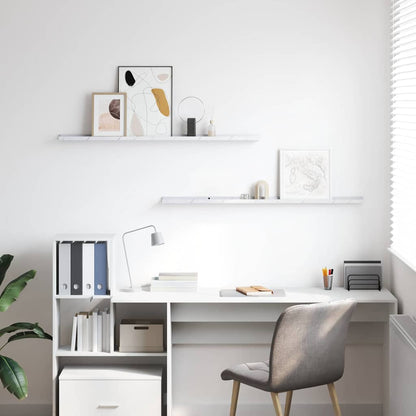 Scaffale da parete 2 pcs Marmo Bianco 115 x 9 x 3 cm