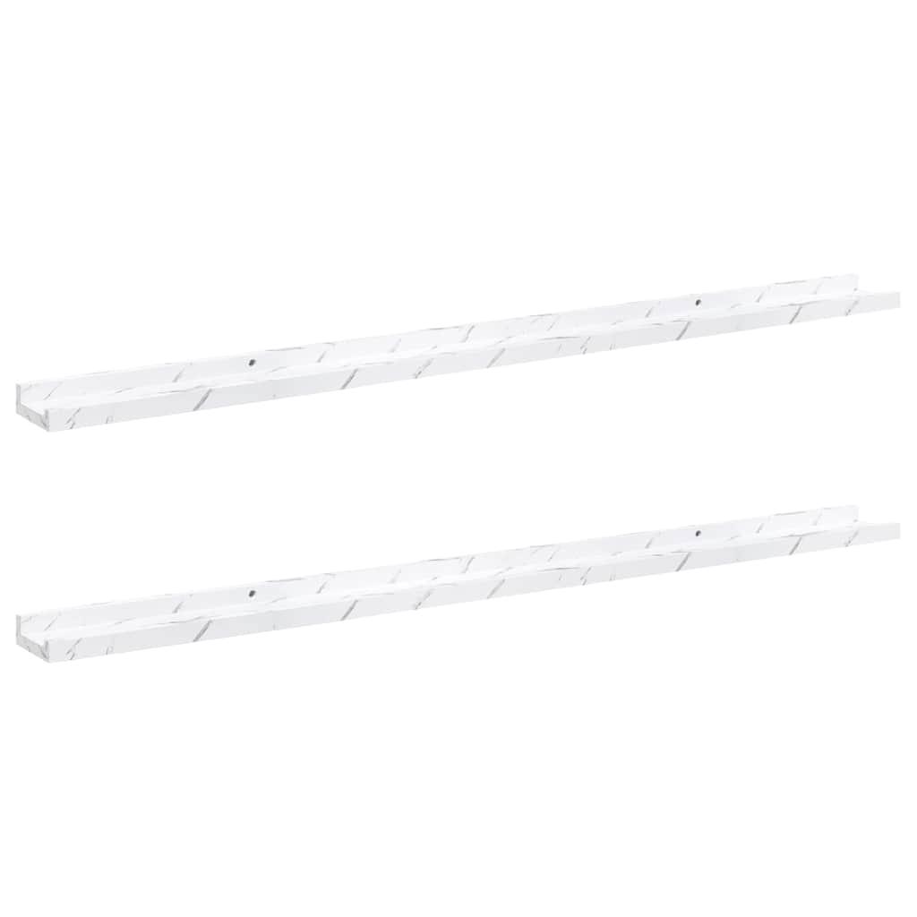 Scaffale da parete 2 pcs Marmo Bianco 115 x 9 x 3 cm