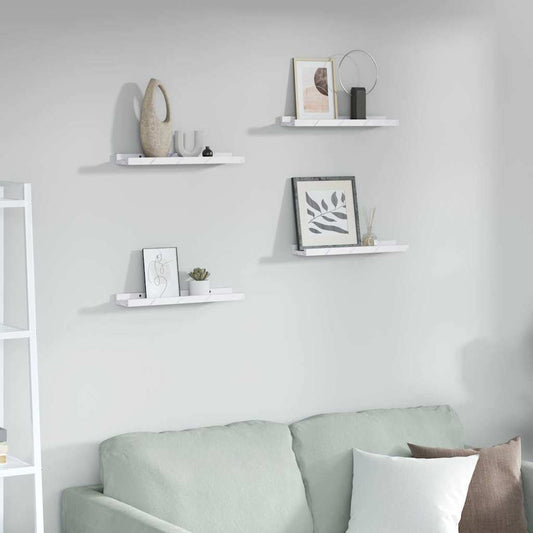 Scaffale da parete A parete 4 pcs Marmo Bianco 40 x 9 x 3 cm | homemem39
