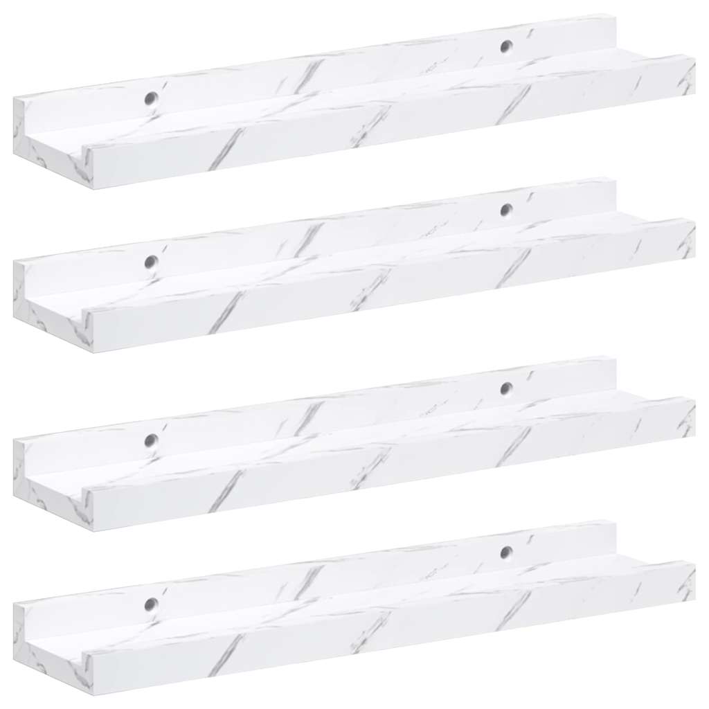 Scaffale da parete 4 pcs Marmo Bianco 40 x 9 x 3 cm