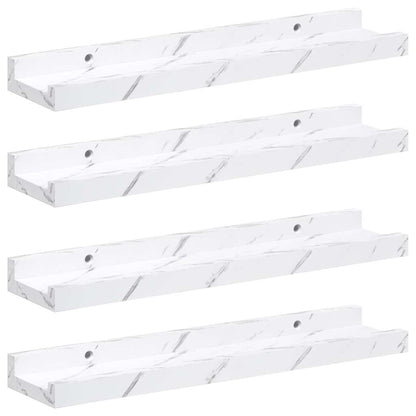Scaffale da parete 4 pcs Marmo Bianco 40 x 9 x 3 cm
