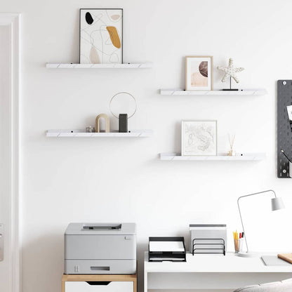 Scaffale da parete 4 pcs Marmo Bianco 60 x 9 x 3 cm