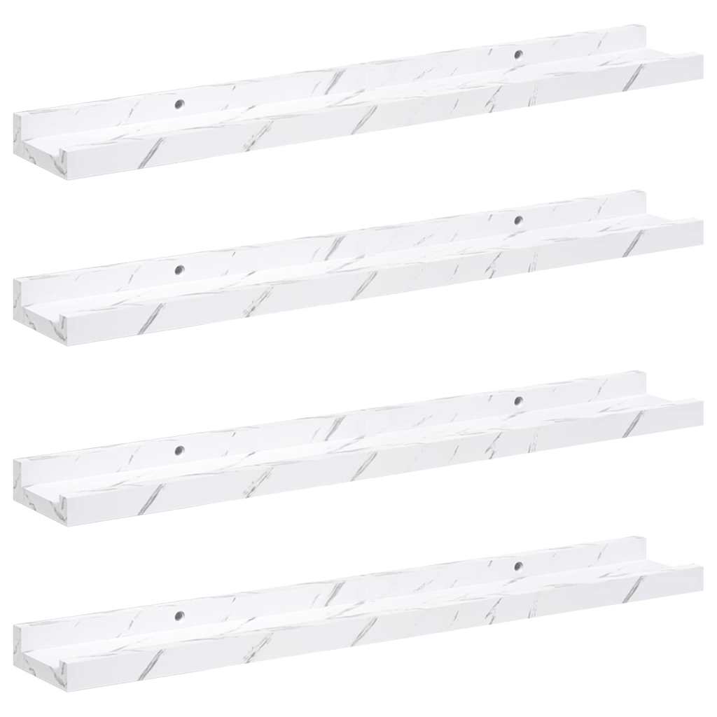 Scaffale da parete 4 pcs Marmo Bianco 60 x 9 x 3 cm