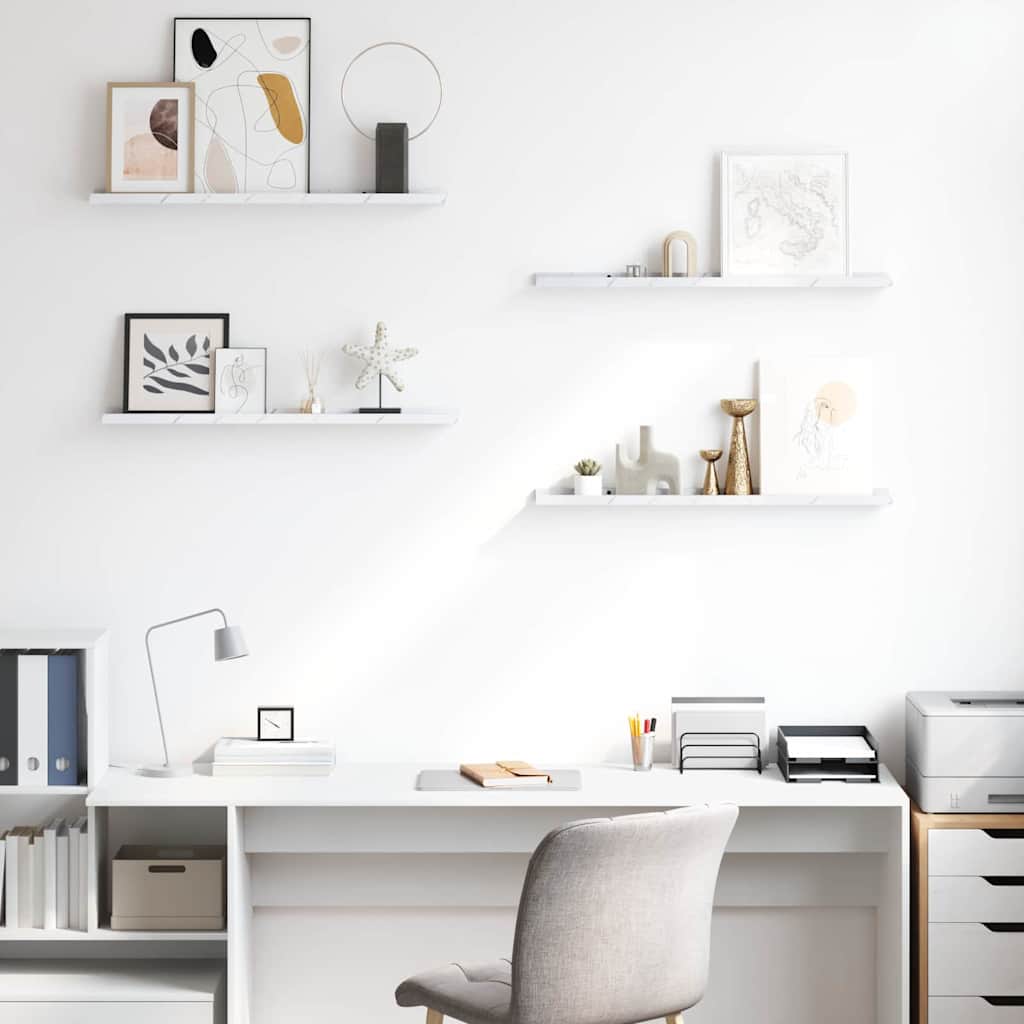 Scaffale da parete 4 pcs Marmo Bianco 80 x 9 x 3 cm