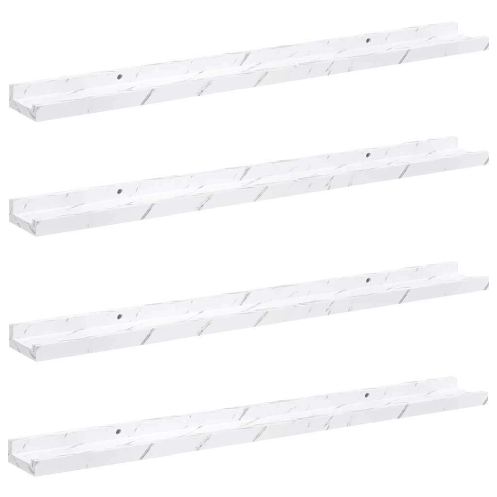 Scaffale da parete 4 pcs Marmo Bianco 80 x 9 x 3 cm