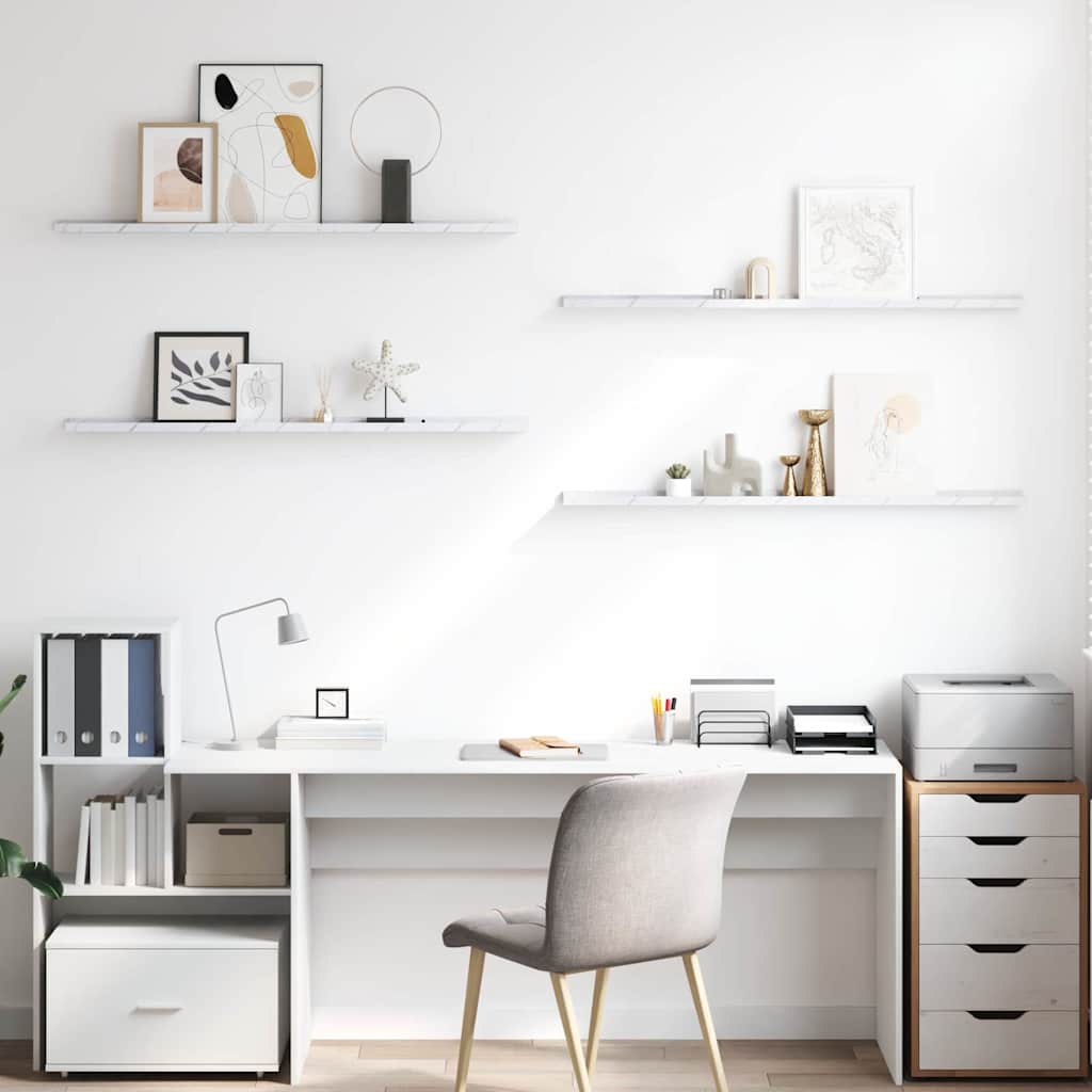 Scaffale da parete 4 pcs Marmo Bianco 115 x 9 x 3 cm