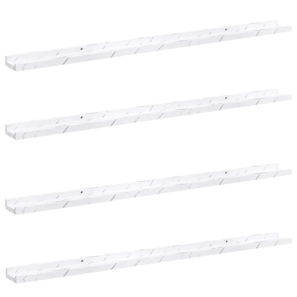 Scaffale da parete 4 pcs Marmo Bianco 115 x 9 x 3 cm