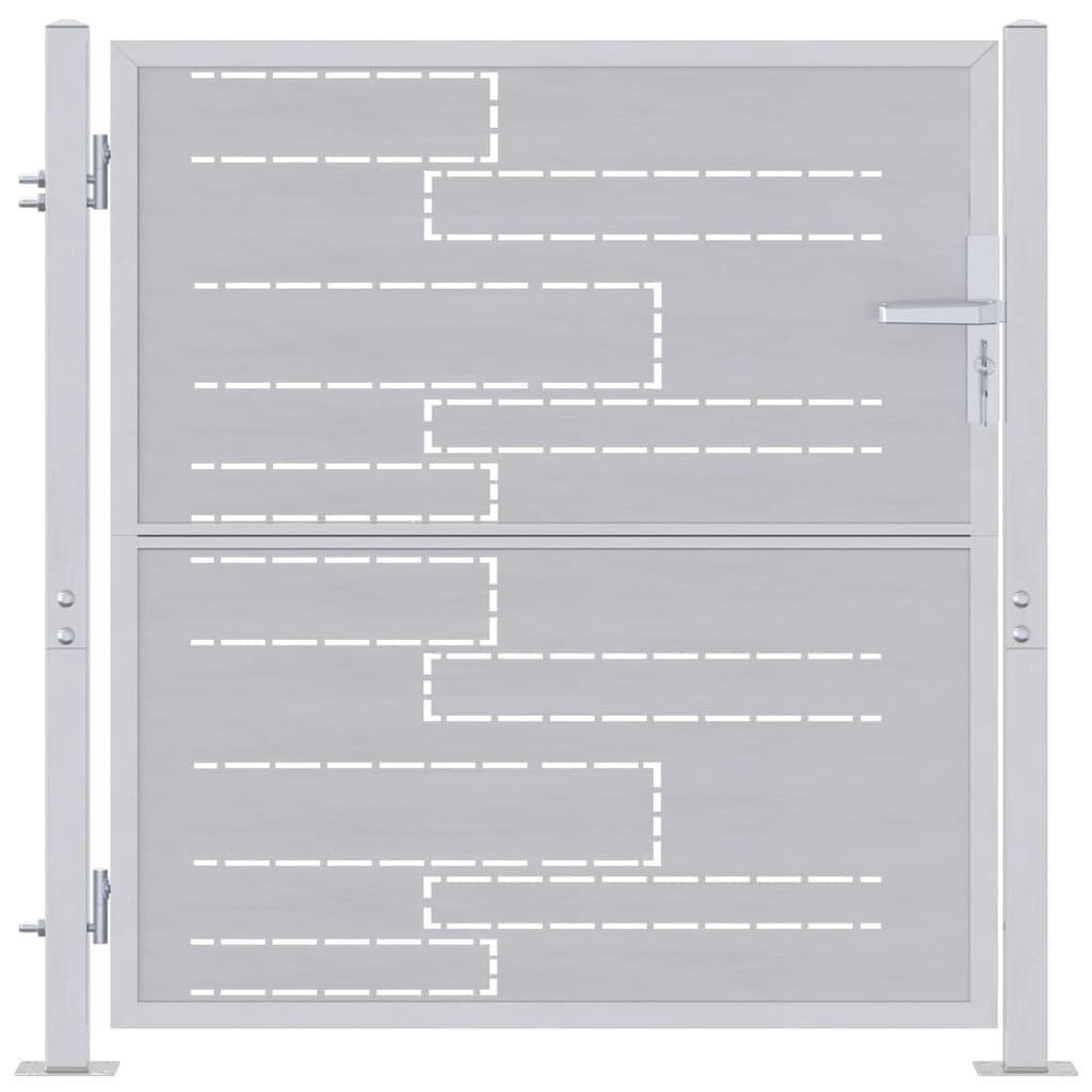 Cancello da giardino Argento 96 x 100 cm Acciaio inossidabile
