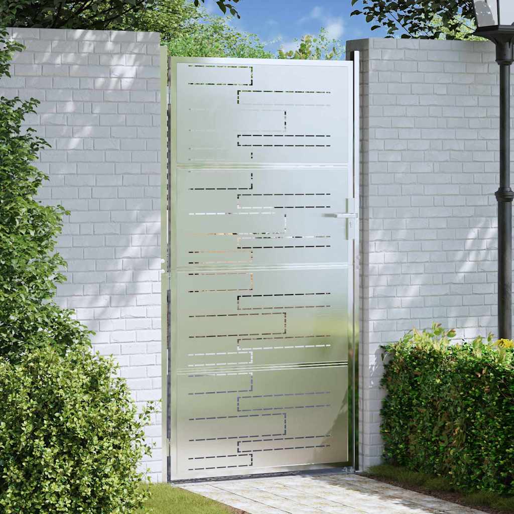 Cancello da giardino Argento 96 x 180 cm Acciaio inossidabile