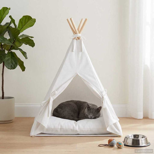 Tenda per animali con cuscino Bianco 40 x 40 x 50 cm Poliestere | homemem39