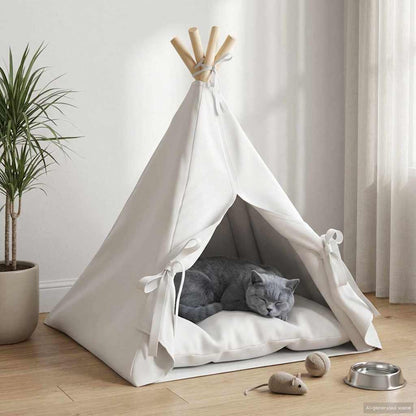 Tenda per animali con cuscino Bianco 50 x 50 x 60 cm Poliestere | homemem39