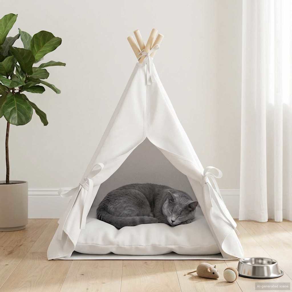 Tenda per animali con cuscino Bianco 50 x 50 x 60 cm Poliestere | homemem39