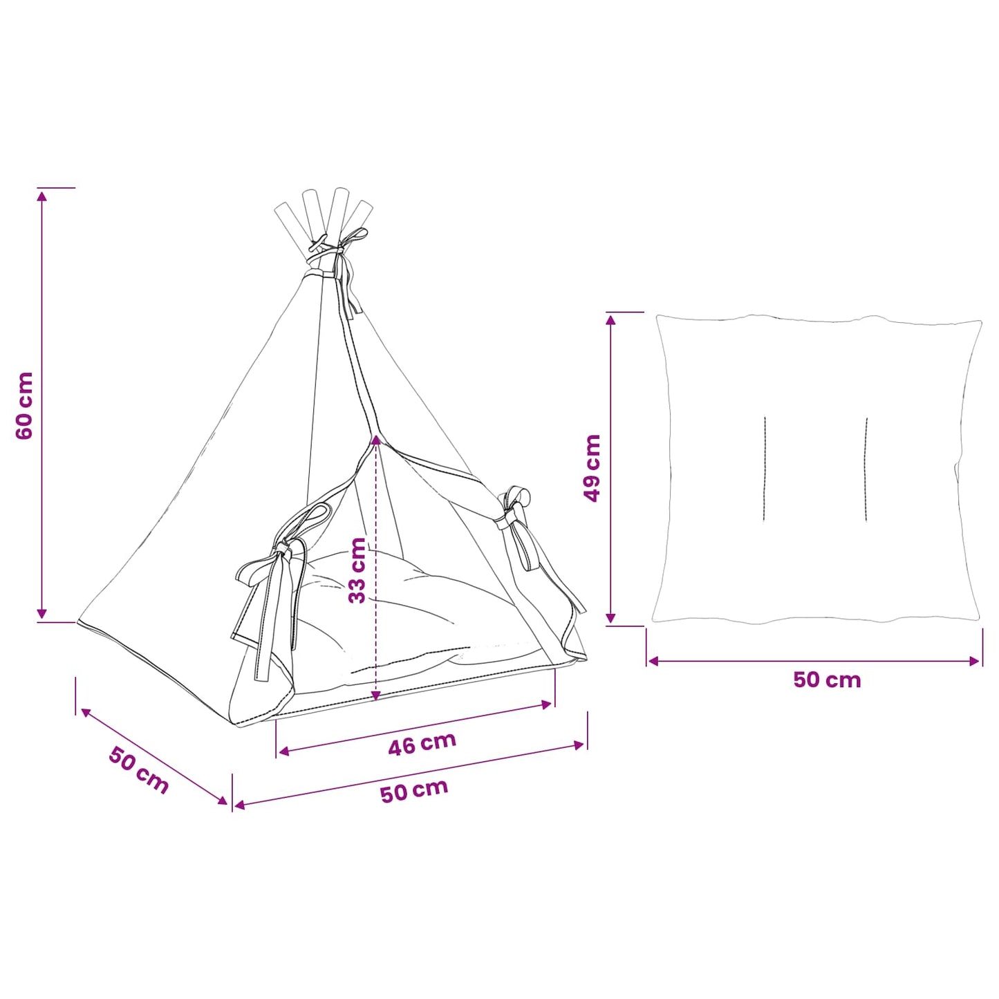 Tenda per animali con cuscino Bianco 50 x 50 x 60 cm Poliestere | homemem39