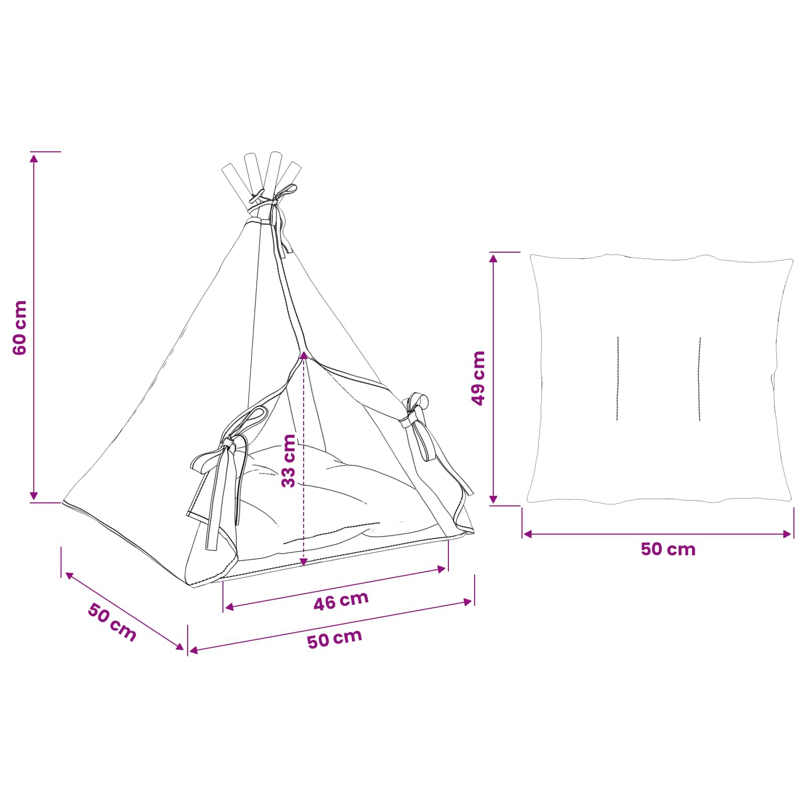 Tenda per animali con cuscino Bianco 50 x 50 x 60 cm Poliestere | homemem39